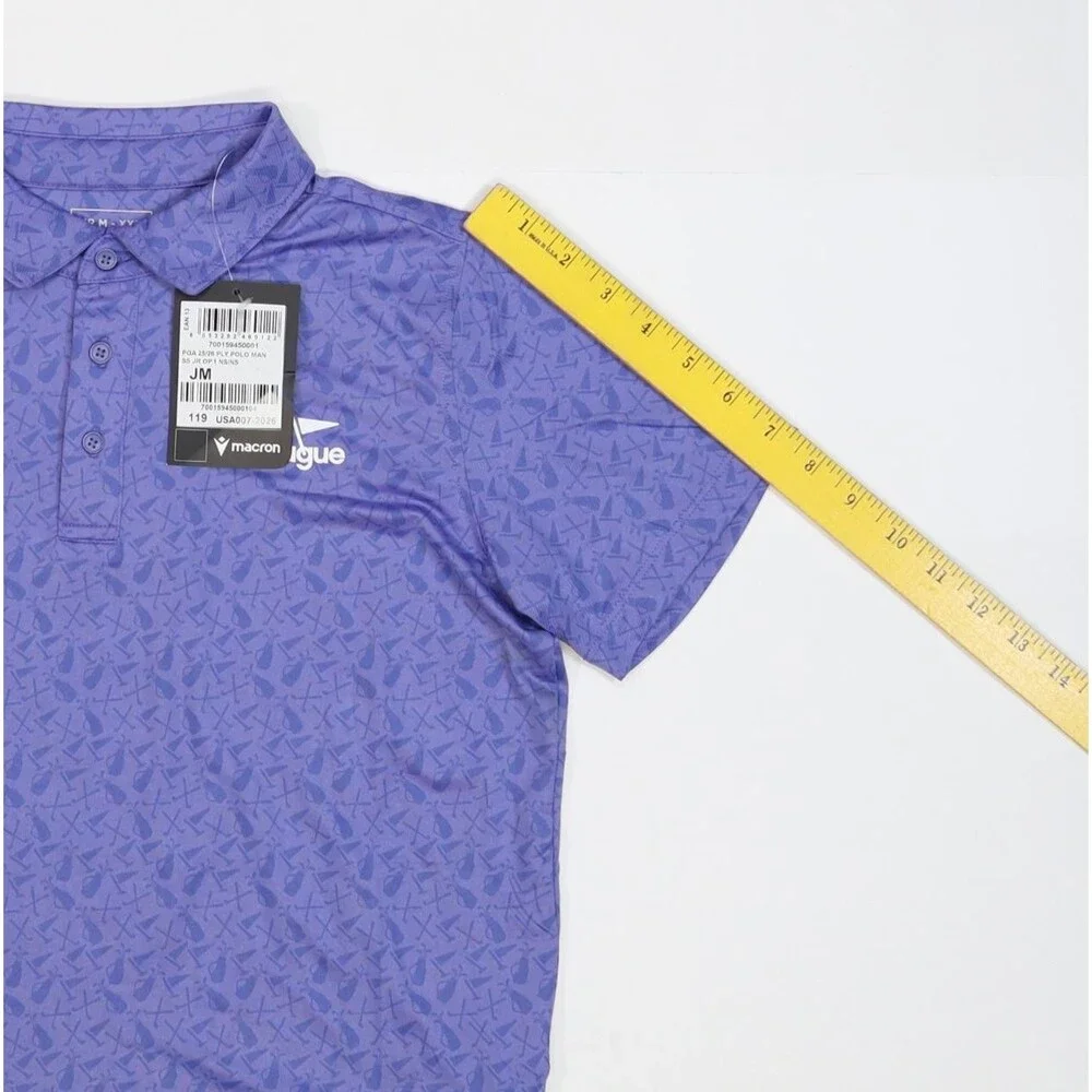 Macron Polo Shirt Kids Medium Purple PGA Jr League Barrick 7 Golf Jersey JM